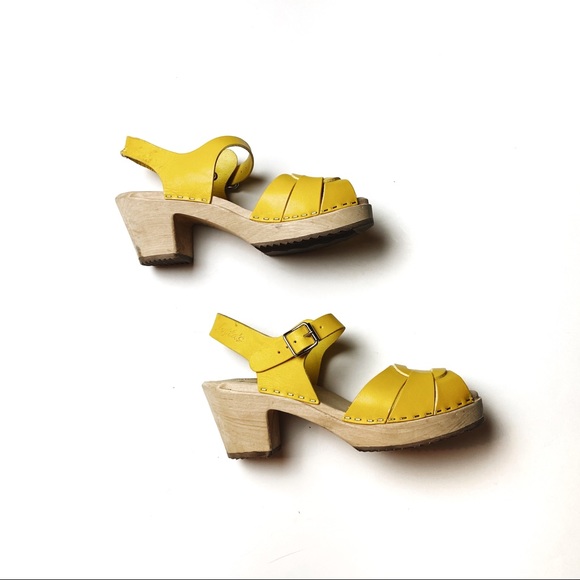 yellow clog sandals